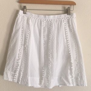 J. Crew White Lined Swiss Dot Pompom Skirt Size 2